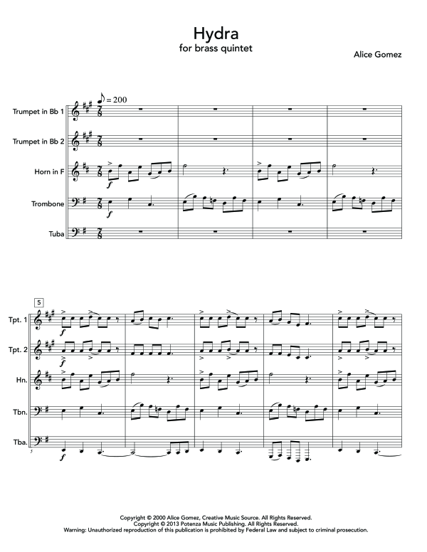 Produktgalerie: Seite 1 von 11 Hydra, , (Blechbläser Quintett)