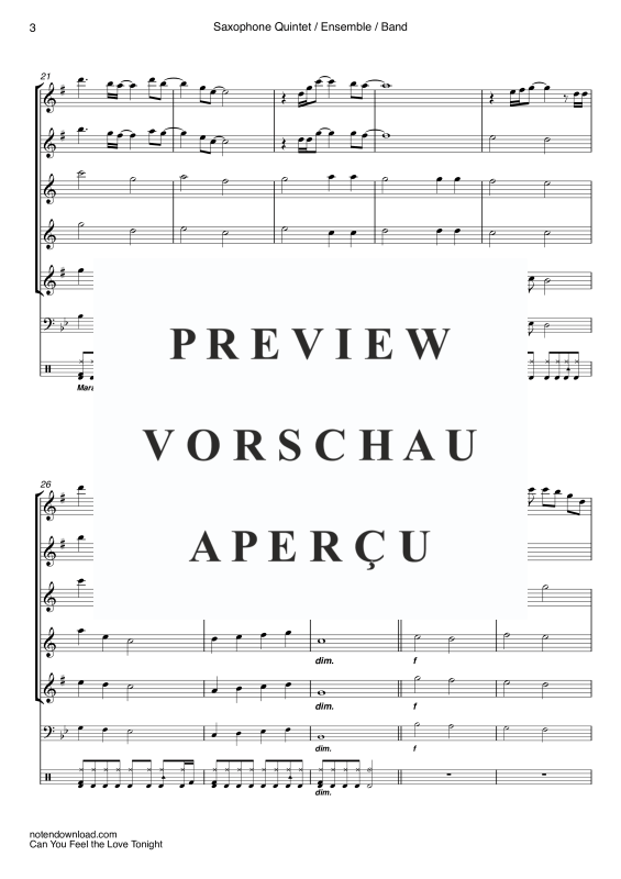 Produktgalerie: Seite 6 von 11 Can You Feel The Love Tonight, John, Elton, Saxophon Quintett/Ensemble/Band - Klavier, E-Bass und Drum Set opt.