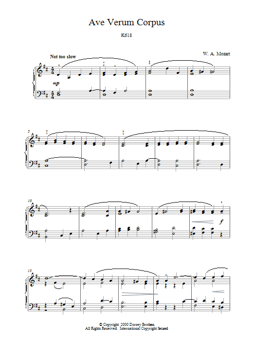 Product gallery: Page 1 of 1 Ave Verum Corpus, K618 (Jesu, Word Of God Incarnate), Wolfgang Amadeus Mozart