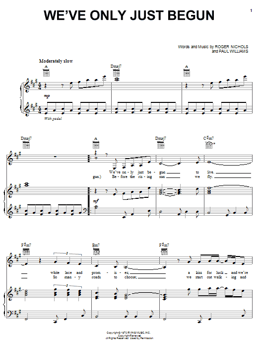 Produktgalerie: Seite 1 von 1 We've Only Just Begun, Carpenters, Gesang, Gitarre, Klavier