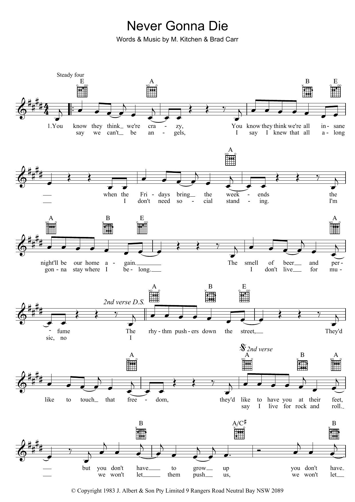 Produktgalerie: Seite 1 von 1 Never Gonna Die, The Choirboys, Melodieinstrument