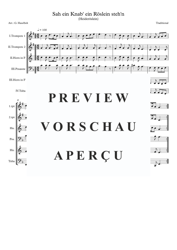 gallery: Sah ein Knab´ ein Röslein steh´n - Heideröslein, , (Blechbläserquartett)