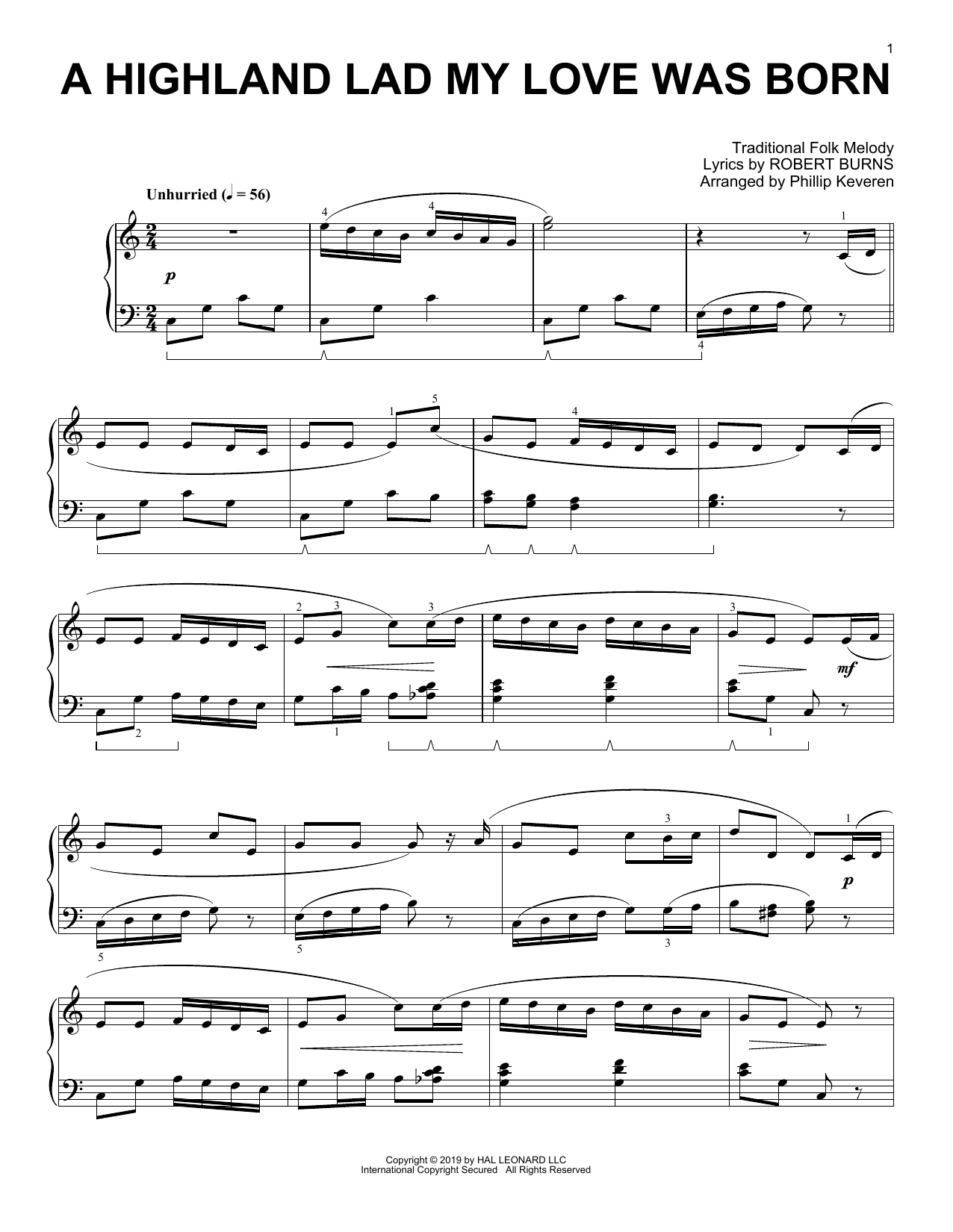 Product picture to: A Highland Lad My Love Was Born (arr. Phillip Keveren)