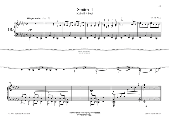 Produktgalerie: Seite 1 von 1 Småtroll (Puck) Op. 71, Nr. 3, Edvard Grieg, Klavier