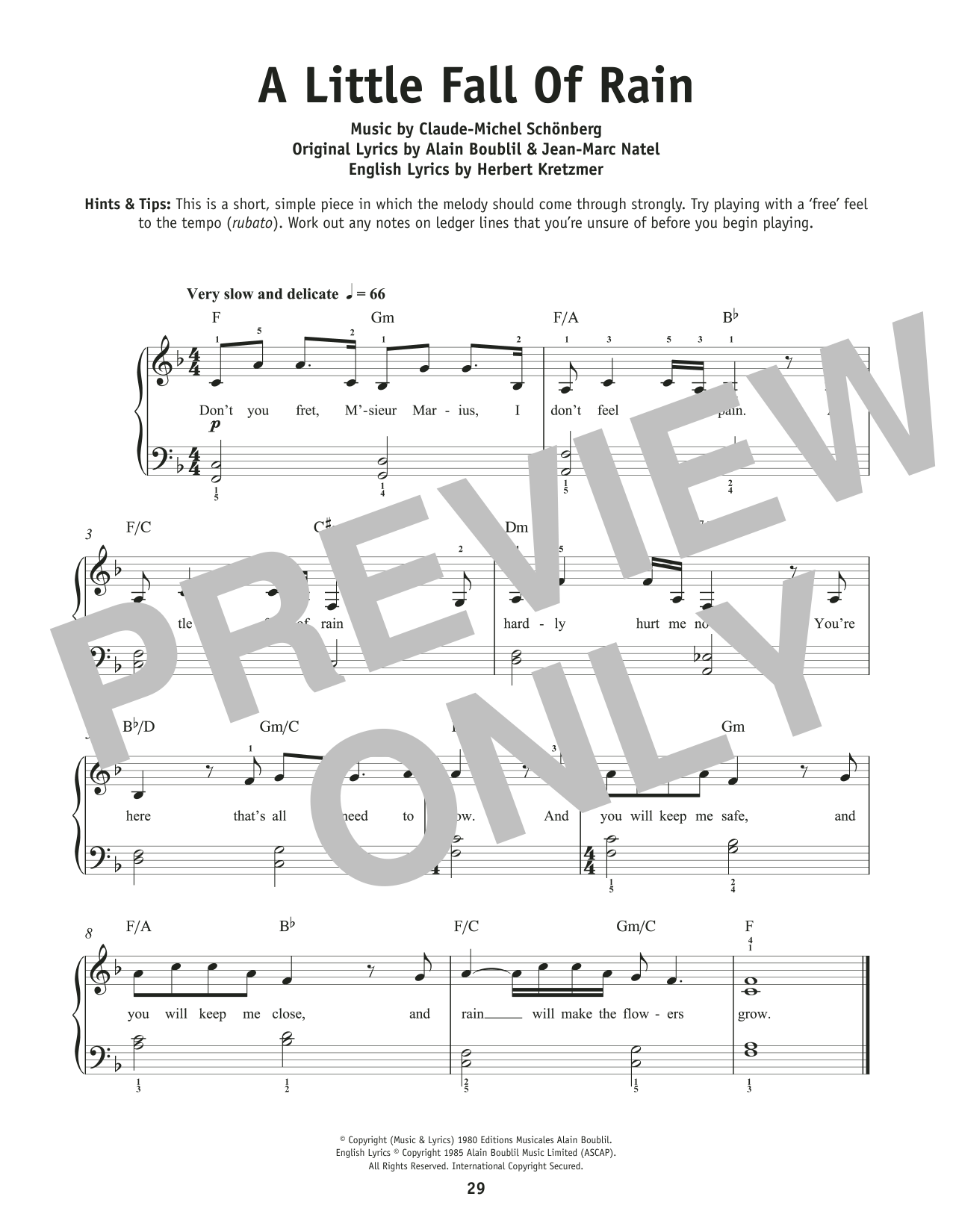 Product picture to: A Little Fall Of Rain (from Les Miserables)