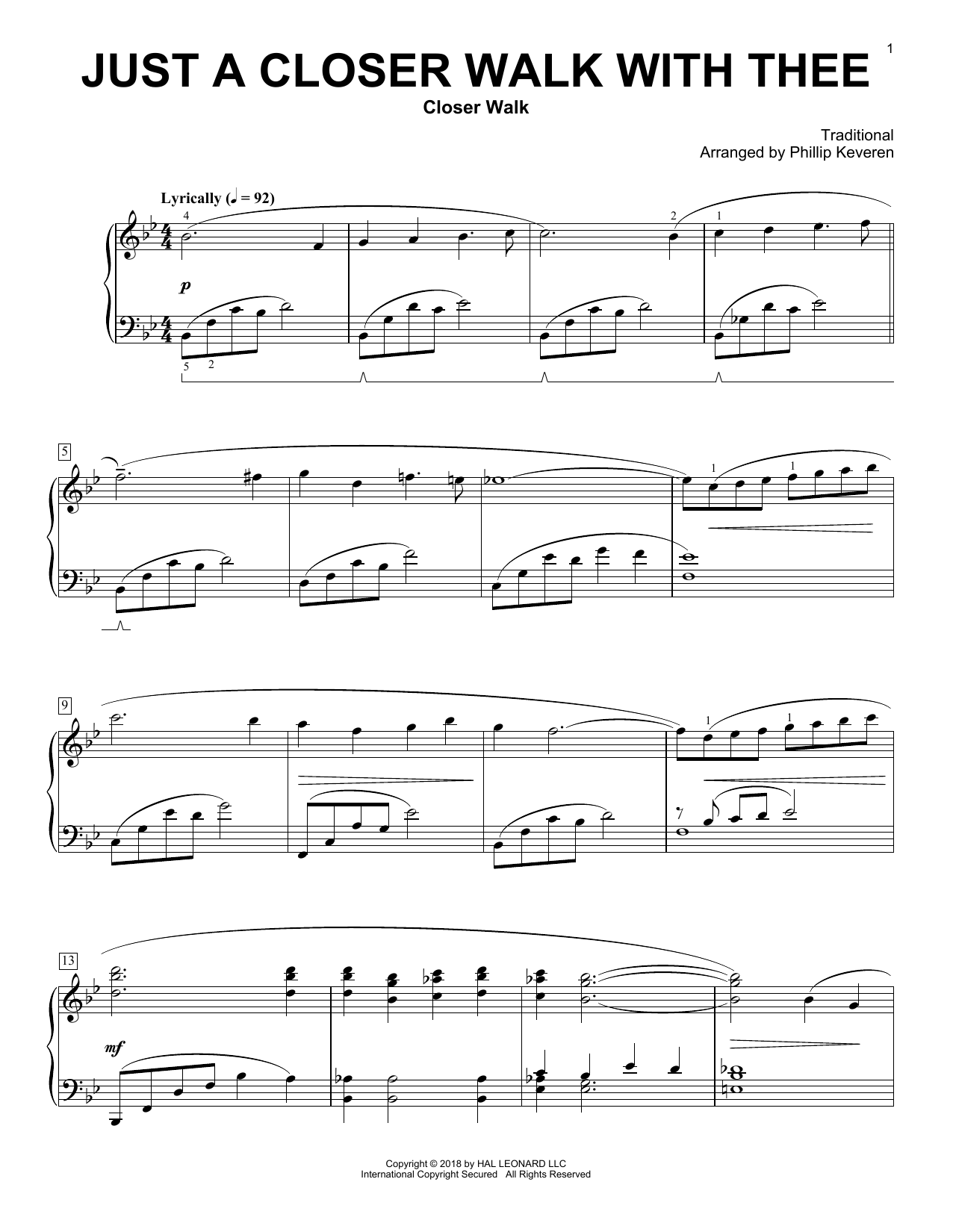 Produktbild zu: Just A Closer Walk With Thee [Classical version] (arr. Phillip Keveren)
