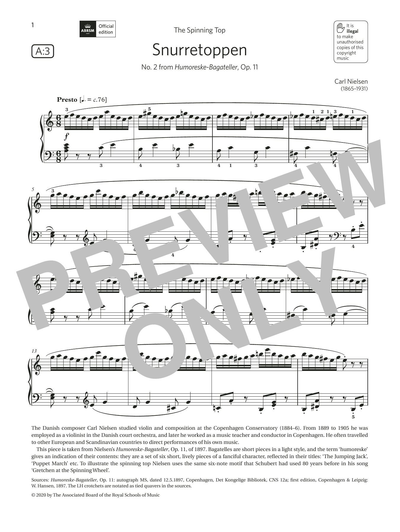 Produktbild zu: Snurretoppen (Grade 6, list A3, from the ABRSM Piano Syllabus 2021 & 2022)