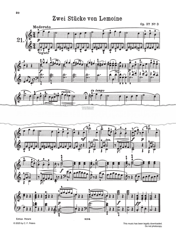 Produktgalerie: Seite 1 von 1 Zwei Stücke, Op. 37, Nr. 3, 6, Henry Lemoine, Klavier