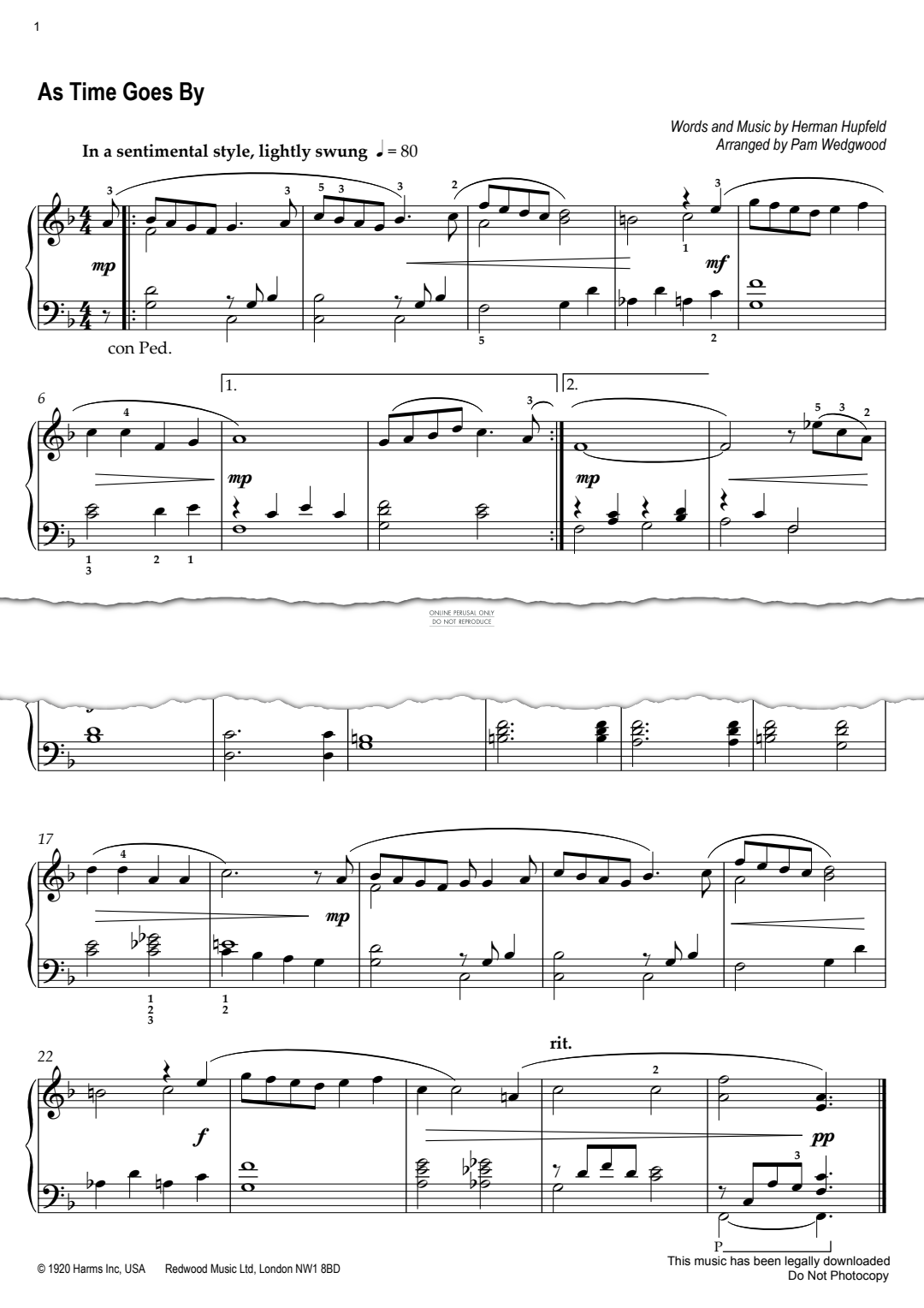 Produktgalerie: Seite 1 von 1 As Time Goes By, Herman Hupfeld, Klavier