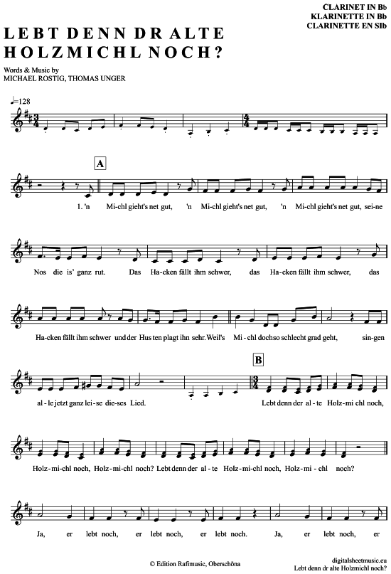 Produktgalerie: Seite 1 von 4 Lebt denn der alte Holzmichl noch , De Randfichten, Klarinette in B