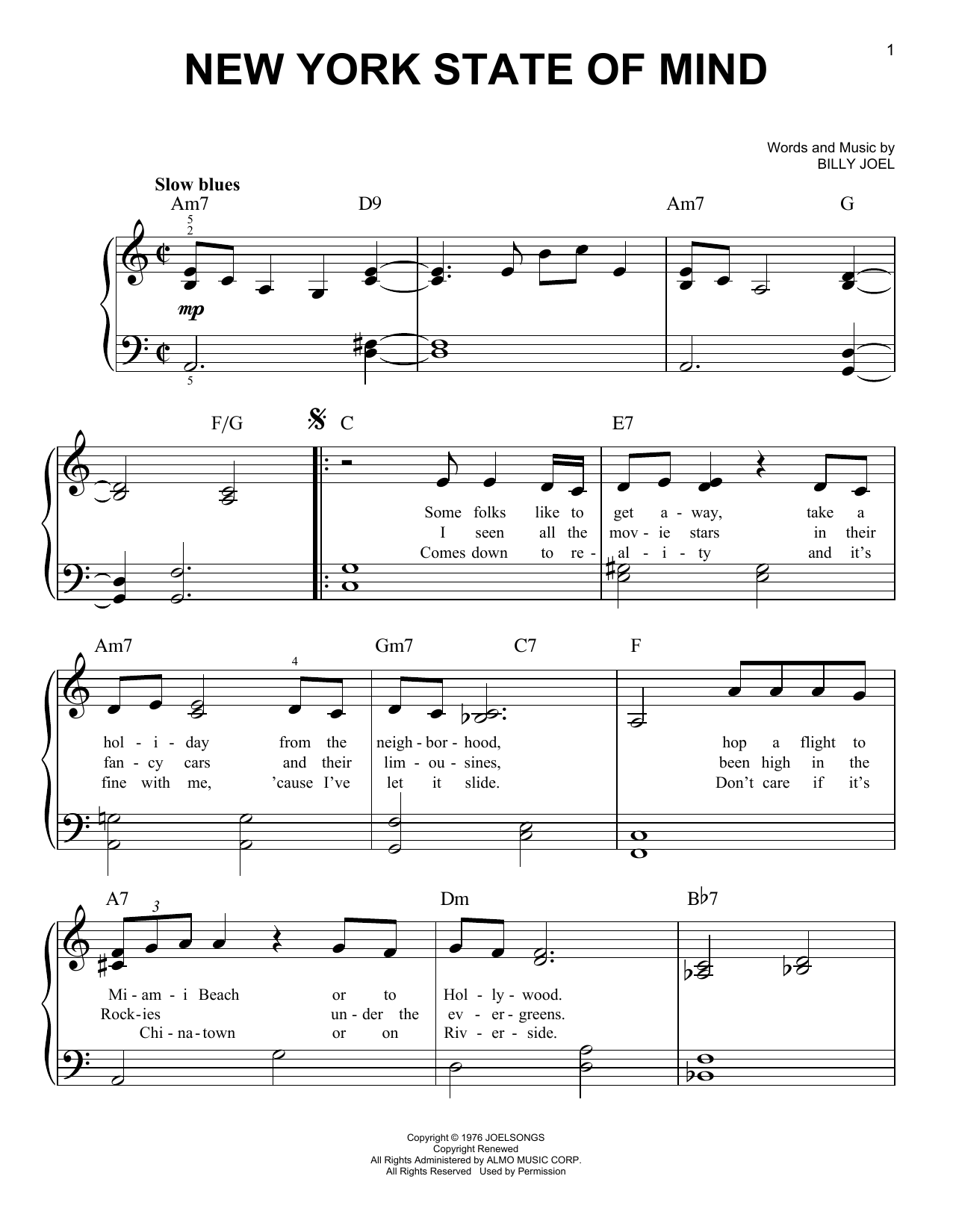 Product gallery: Page 1 of 1 New York State Of Mind, Billy Joel