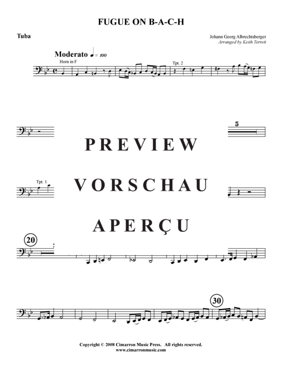 Produktgalerie: Seite 14 von 15 Fugue on B-A-C-H , , (Blechbläserquintett)