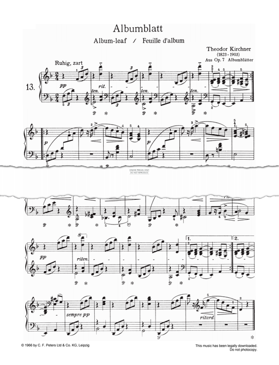 Produktgalerie: Seite 1 von 1 Album-leaf, Op. 7, Theodor Kirchner, Klavier