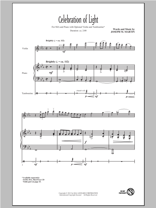 Produktgalerie: Seite 1 von 1 Celebration Of Light, Joseph  M. Martin, Chor