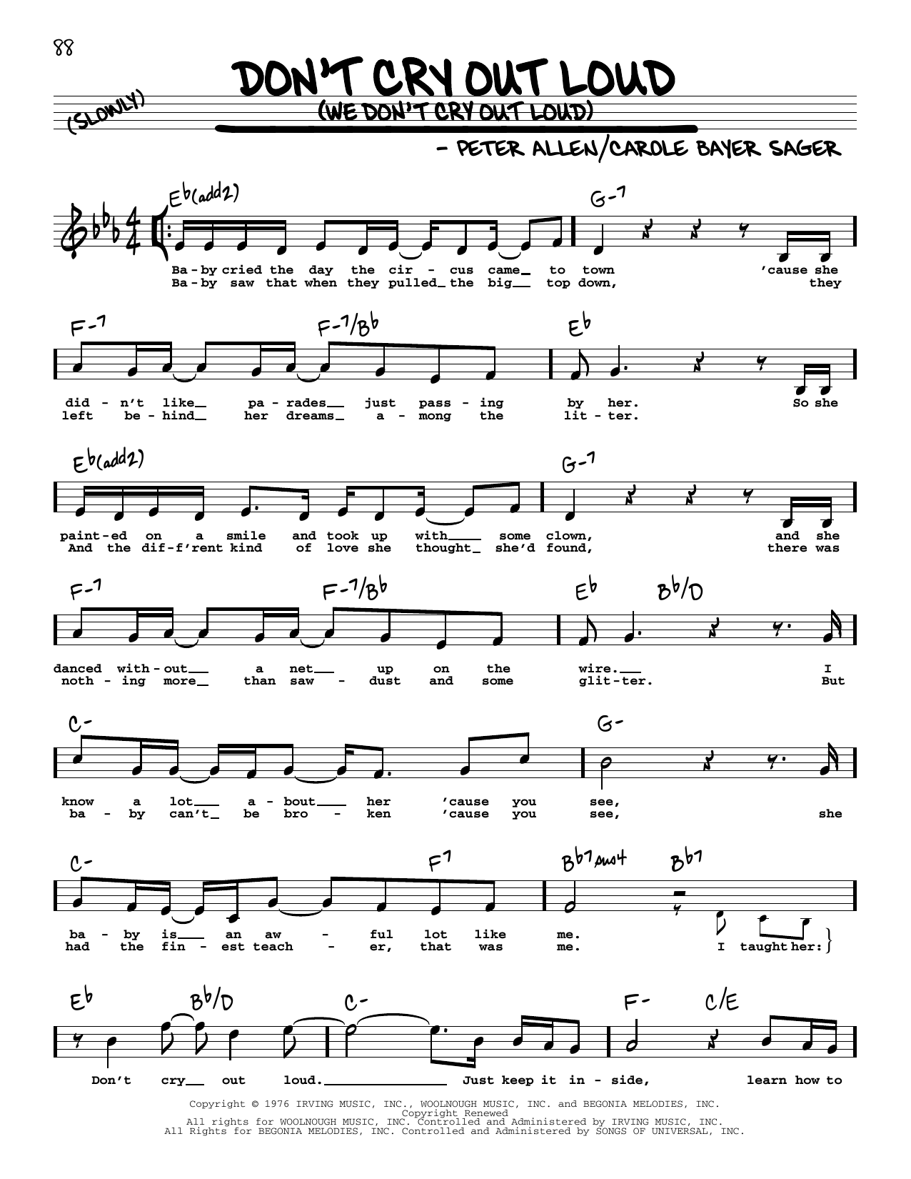 Produktbild zu: Don't Cry Out Loud (We Don't Cry Out Loud) (High Voice) (from The Boy From Oz)