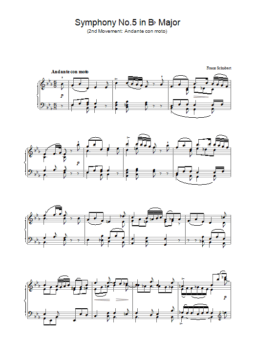 Product gallery: Page 1 of 1 Symphony No.5 in Bb Major - 2nd Movement: Andante con moto, Franz Schubert