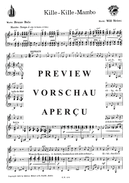 Produktgalerie: Seite 3 von 3 Kille-Kille-Mambo, , Klavier und Gesang