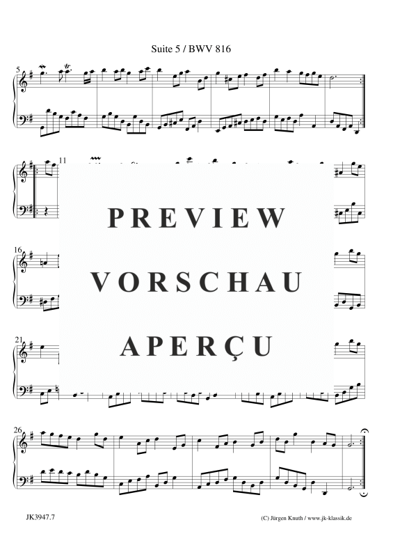 gallery: Suite 5 Französisch BWV 816 Fassung A, , (Klavier Solo)