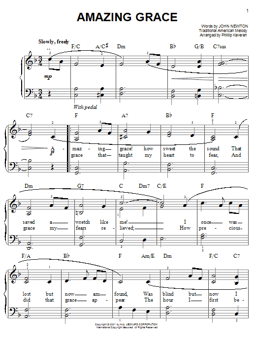 Produktgalerie: Seite 1 von 1 Amazing Grace (arr. Phillip Keveren), John Newton, Klavier