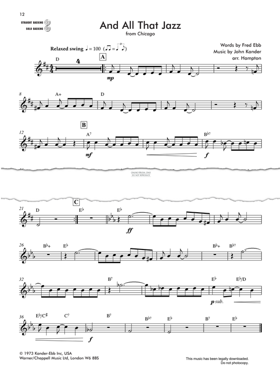 Produktgalerie: Seite 1 von 1 And All That Jazz (from 'Chicago'), John Kander, Klavier, Trompete