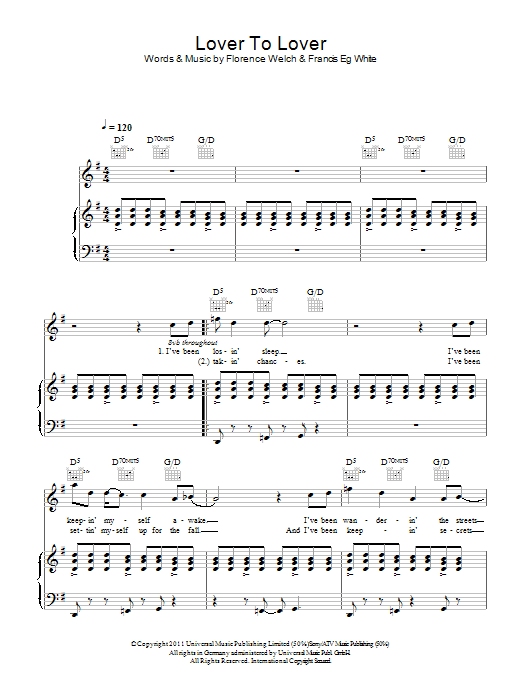 Produktgalerie: Seite 1 von 1 Lover To Lover, Florence And The Machine, Gesang, Gitarre, Klavier