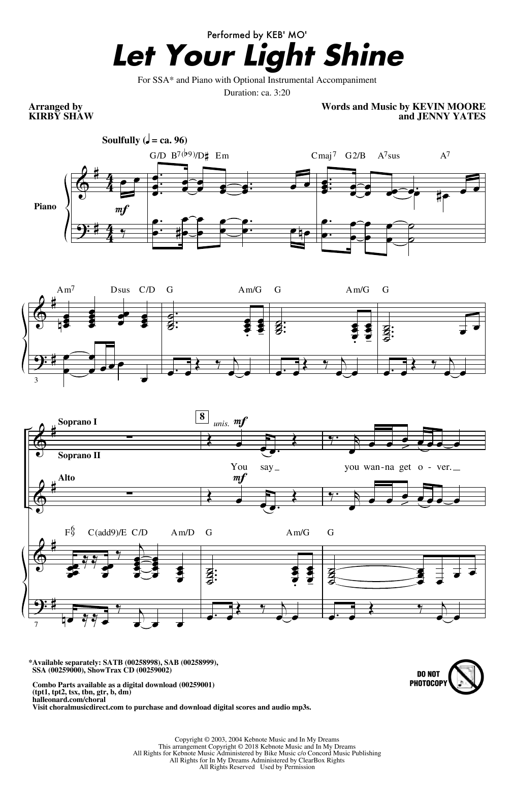 Produktgalerie: Seite 1 von 1 Let Your Light Shine (arr. Kirby Shaw), Keb' Mo', Chor