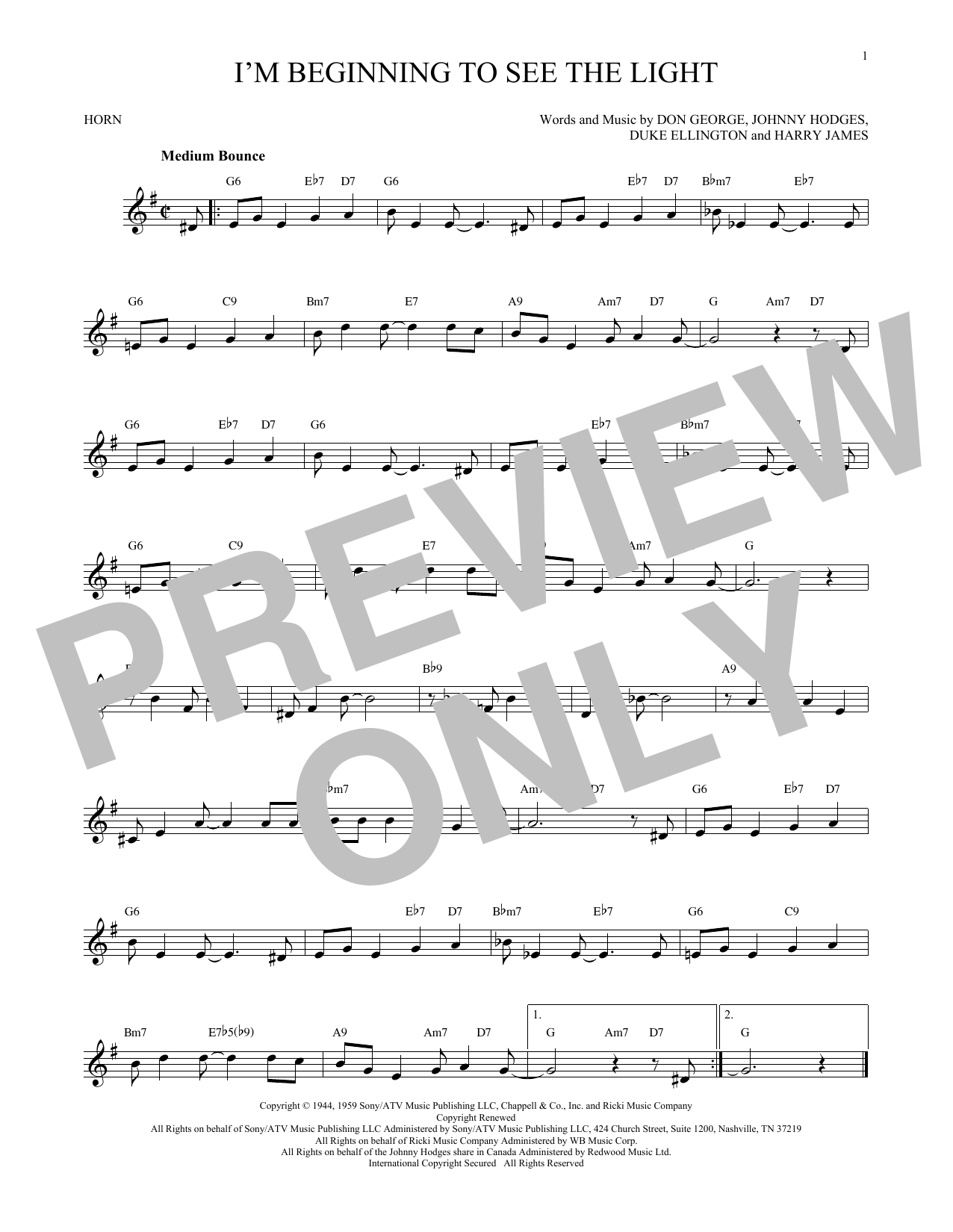 Produktgalerie: Seite 1 von 1 I'm Beginning To See The Light, Duke Ellington, Horn