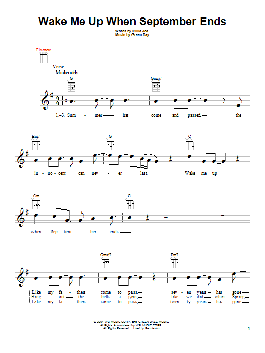 Product gallery: Page 1 of 1 Wake Me Up When September Ends, Green Day