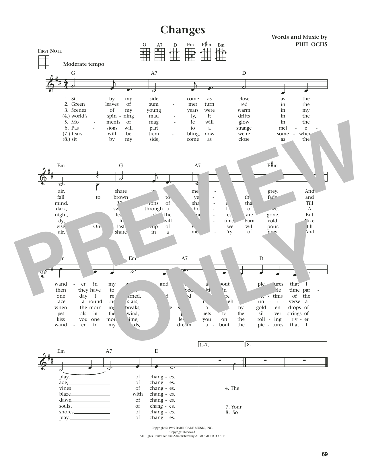 Produktgalerie: Seite 1 von 1 Changes (from The Daily Ukulele) (arr. Jim Beloff), Phil Ochs, Ukulele