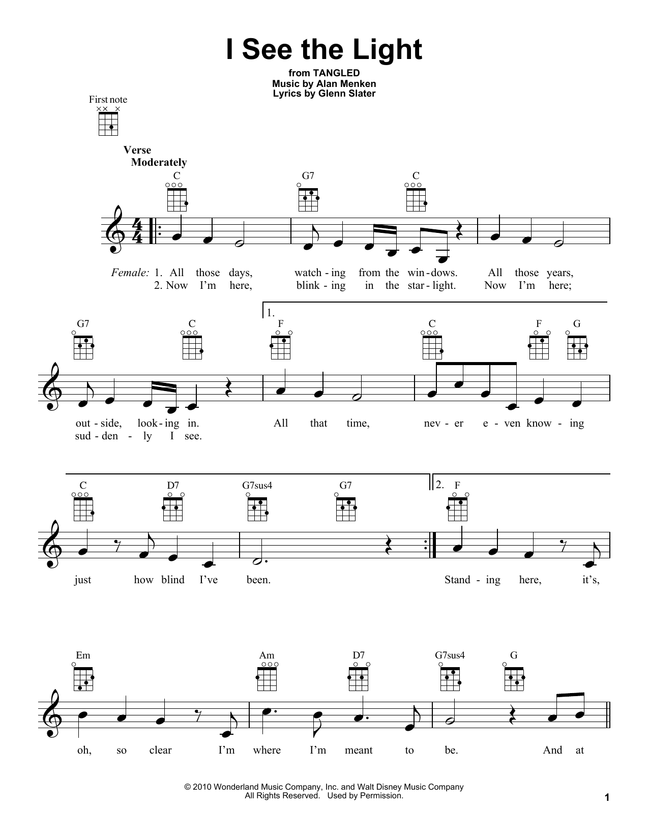 Product gallery: Page 1 of 1 I See The Light (from Tangled), Alan Menken