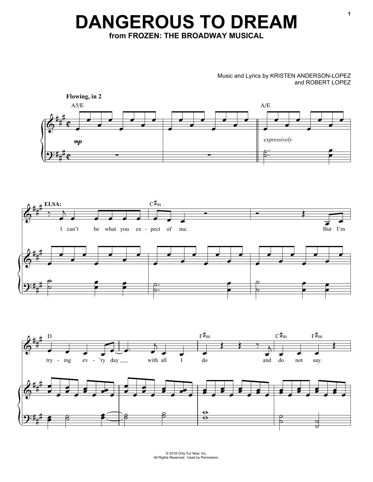 Produktbild zu: Dangerous To Dream (from Frozen: The Broadway Musical)