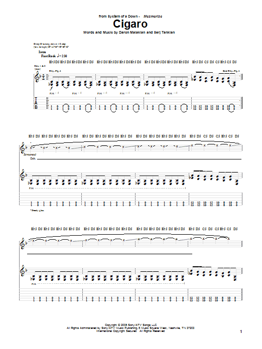 Produktgalerie: Seite 1 von 1 Cigaro, System Of A Down, Gitarre