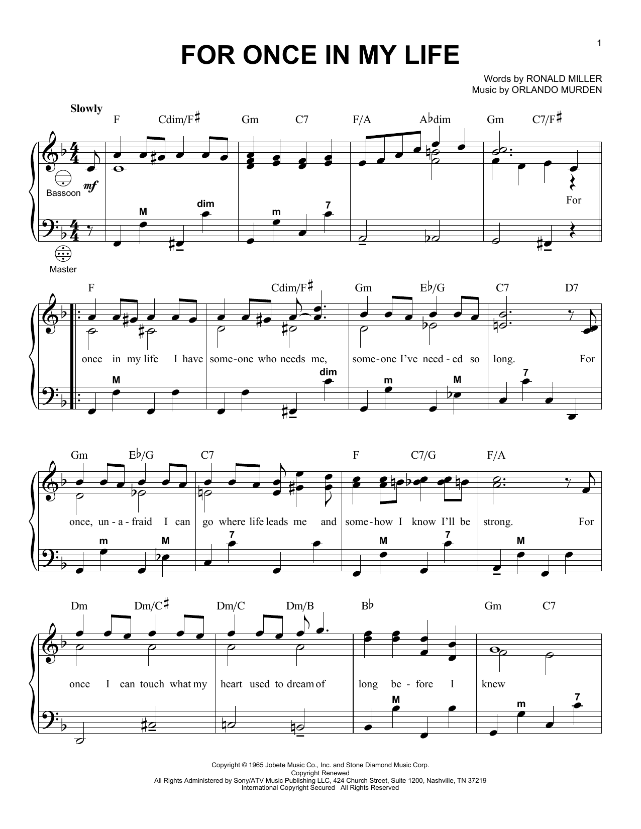 Product gallery: Page 1 of 1 For Once In My Life, Stevie Wonder