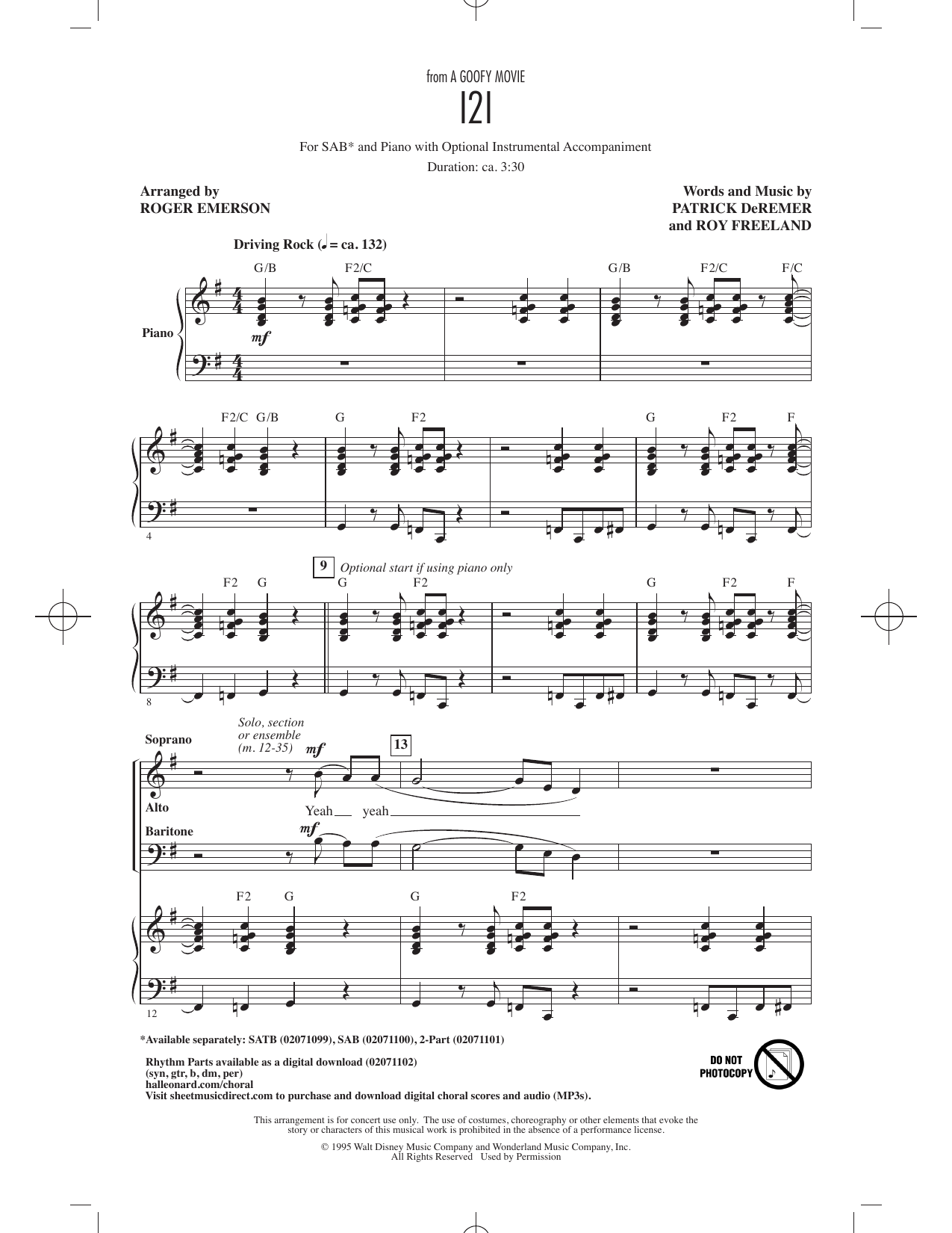 Product gallery: Page 1 of 1 I2I (from A Goofy Movie) (arr. Roger Emerson), Patrick DeRemer