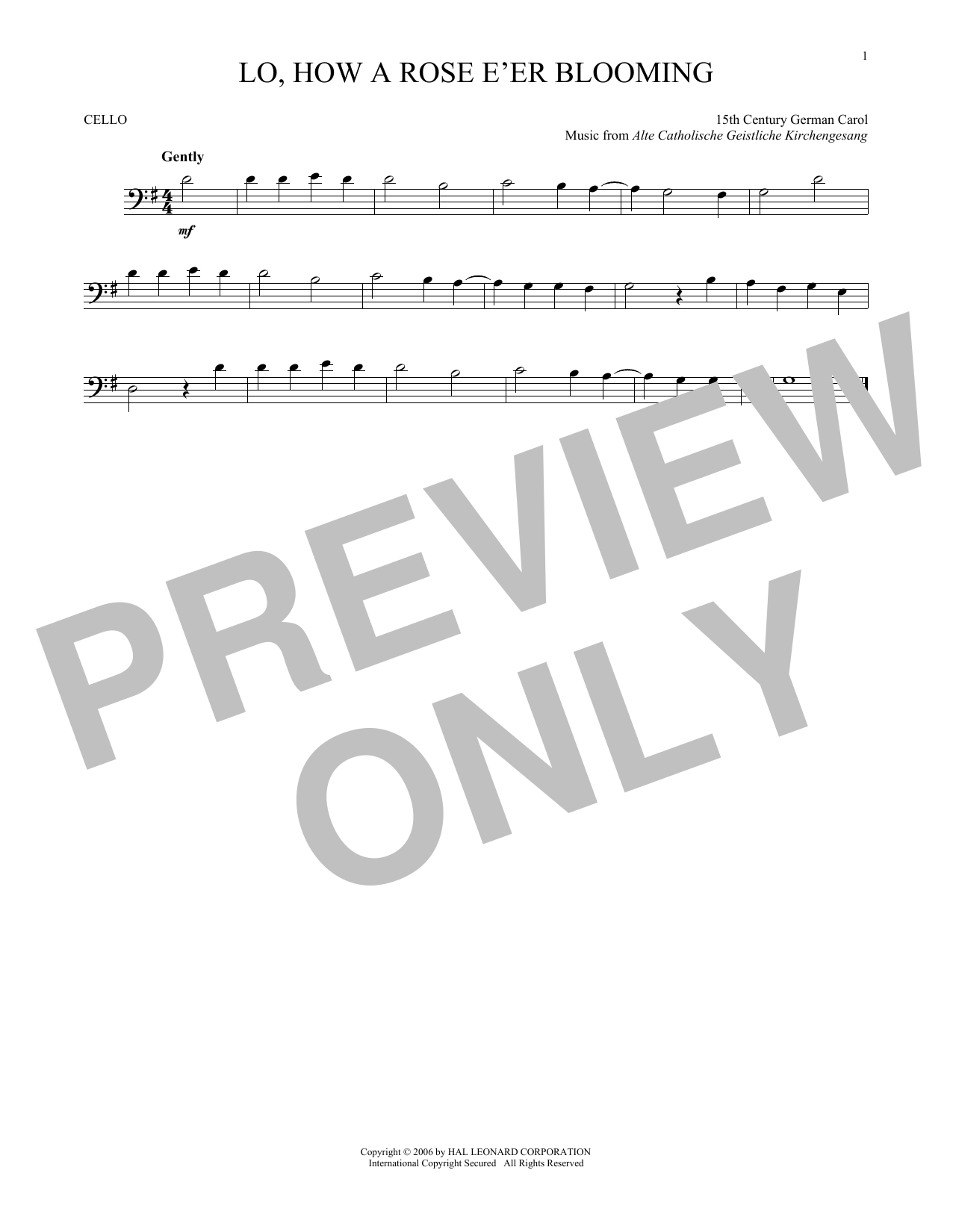 Produktgalerie: Seite 1 von 1 Lo, How A Rose E'er Blooming, Alte Catholische Geistliche Ki, Violoncello