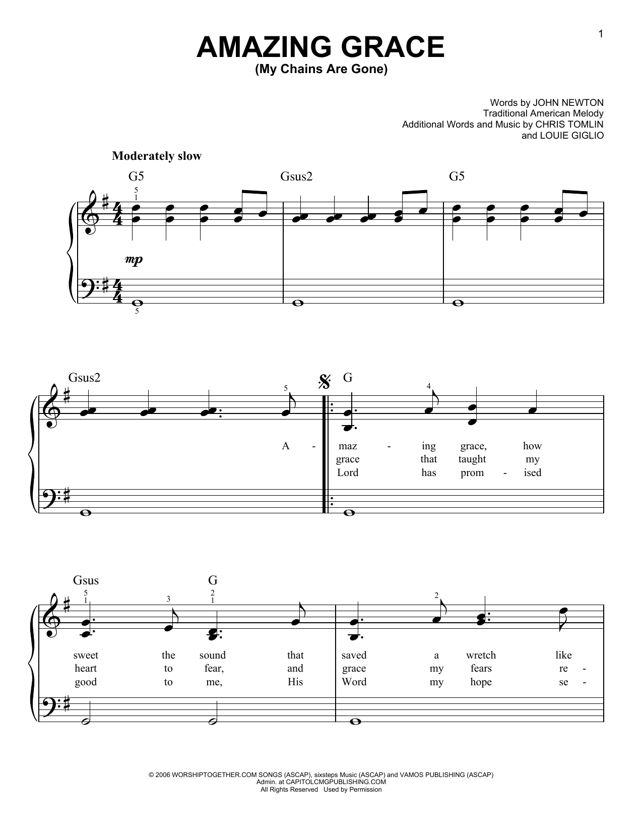 Produktgalerie: Seite 1 von 1 Amazing Grace (My Chains Are Gone), Chris Tomlin, Klavier