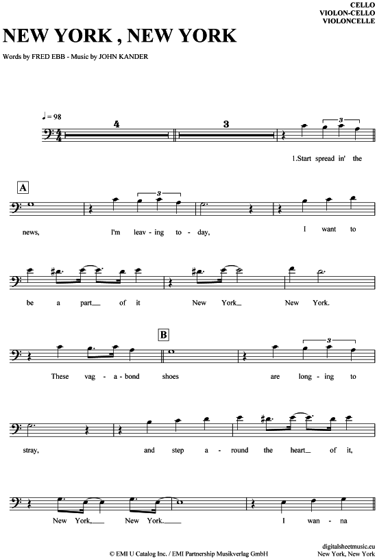 Produktgalerie: Seite 1 von 4 New York, New York , Sinatra, Frank, (Violon-Cello)