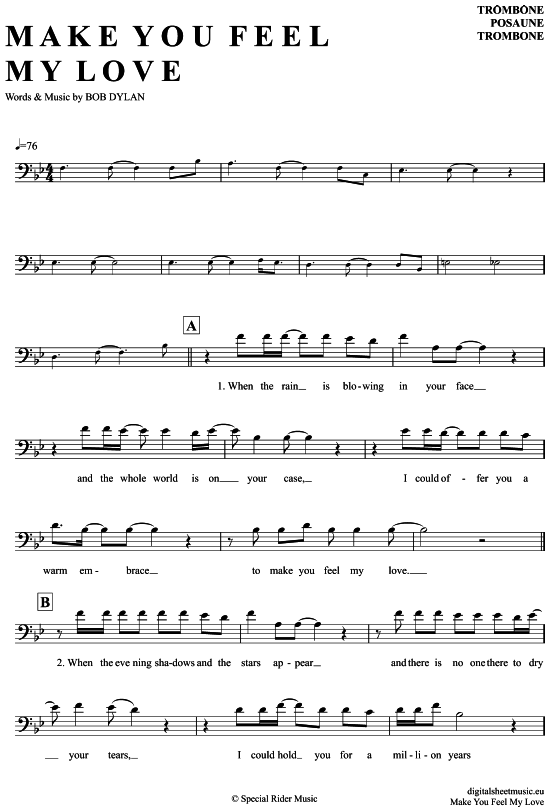 Product gallery: Page 1 of 4 Make you feel my love , Adele, (Posaune / Bariton)