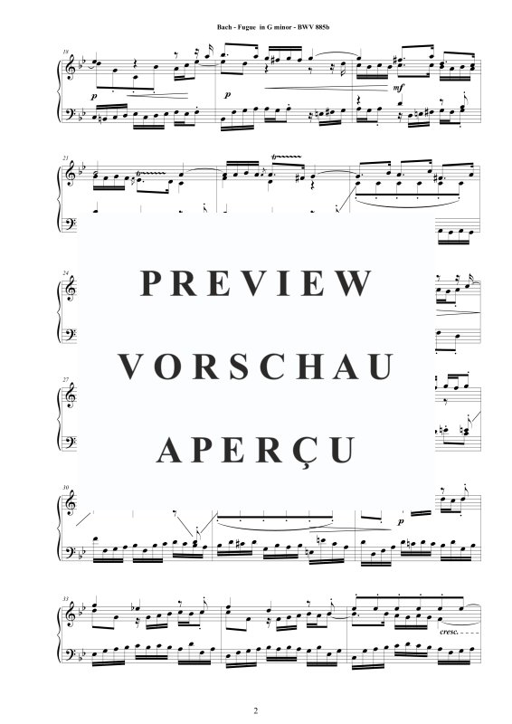 Produktgalerie: Seite 3 von 6 Fuge in G-Moll BWV 885b - Piano Version, , Klavier Solo