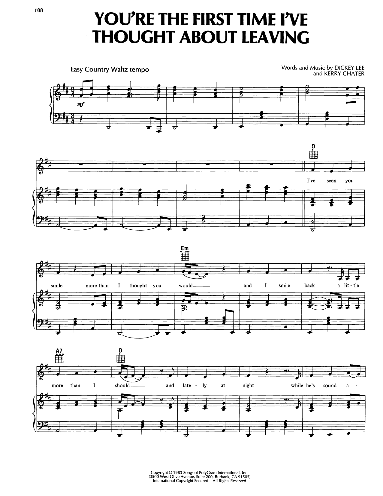 Produktgalerie: Seite 1 von 1 You're The First Time I've Thought About Leaving, Reba McEntire, Gesang, Gitarre, Klavier