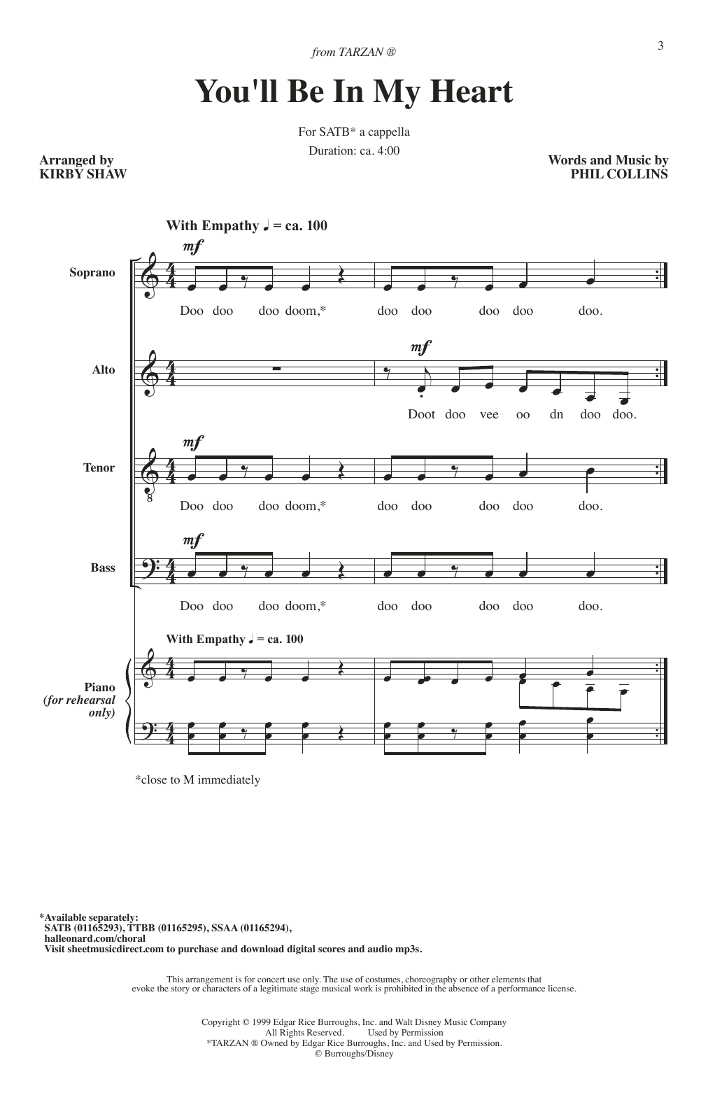 Produktbild zu:  You'll Be In My Heart (Pop Version) (from Tarzan) (arr. Kirby Shaw) - Phil Collins