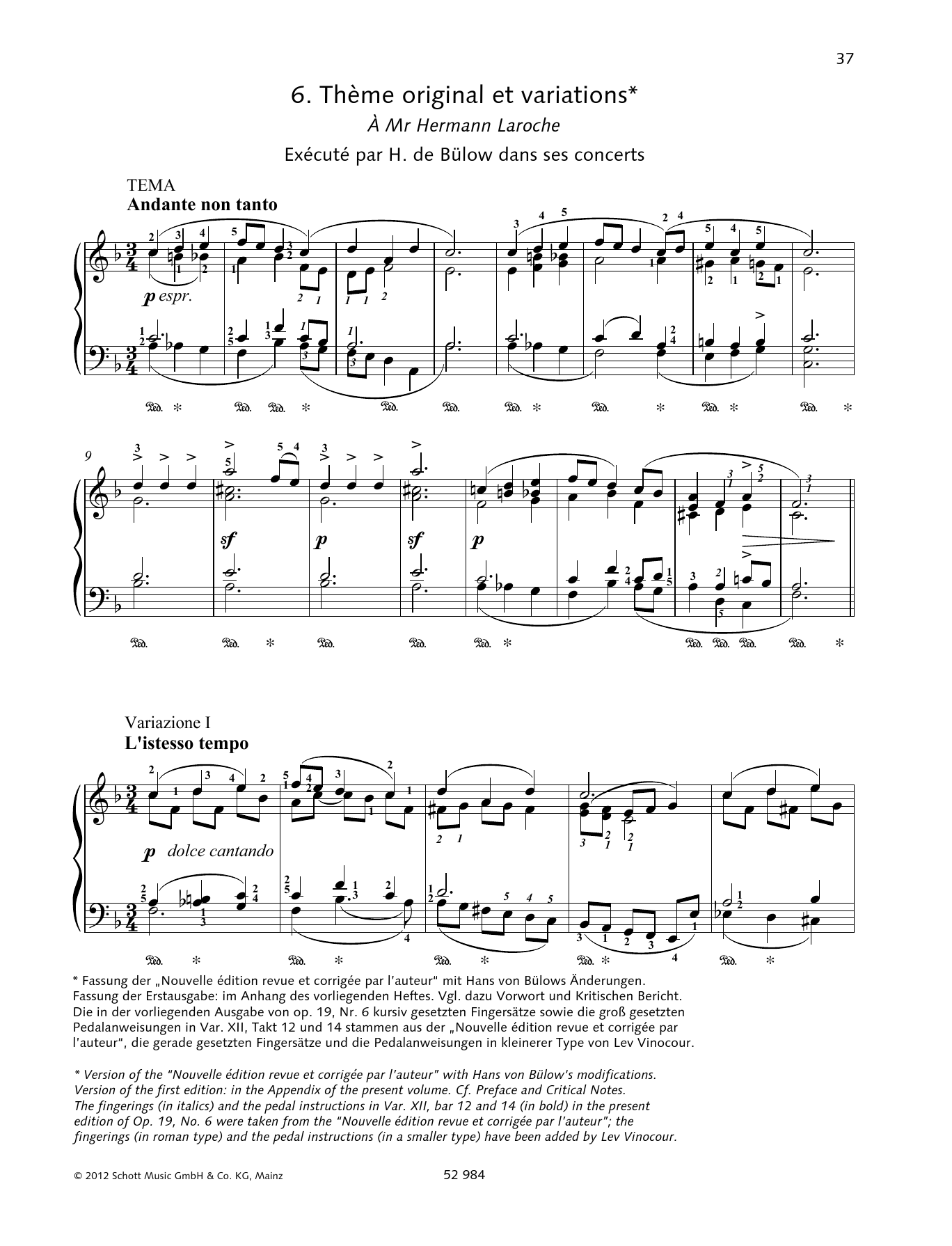 Produktbild zu: Thème original et variations
