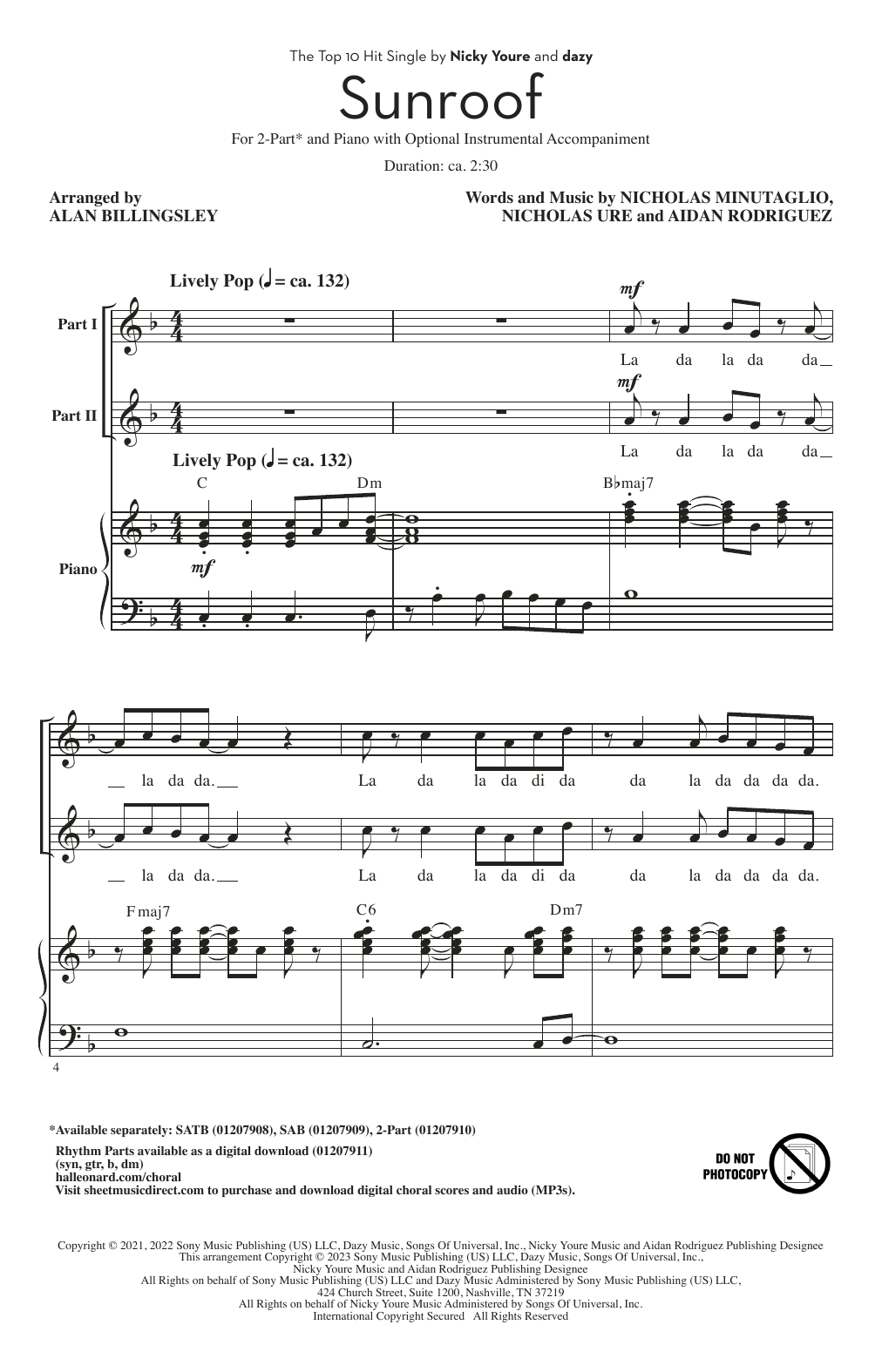 Produktbild zu: Sunroof (arr. Alan Billingsley)