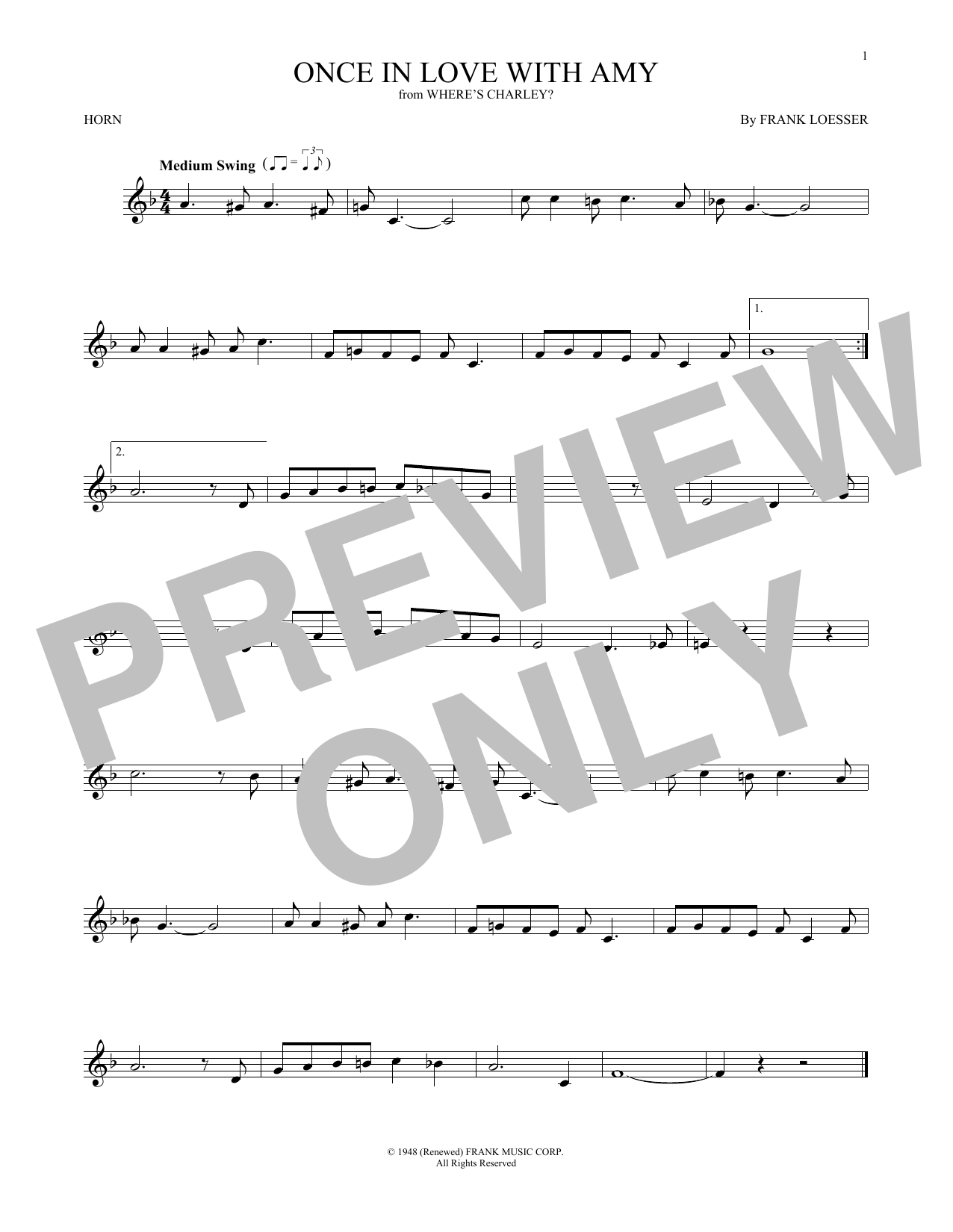 Produktgalerie: Seite 1 von 1 Once In Love With Amy, Frank Loesser, Horn