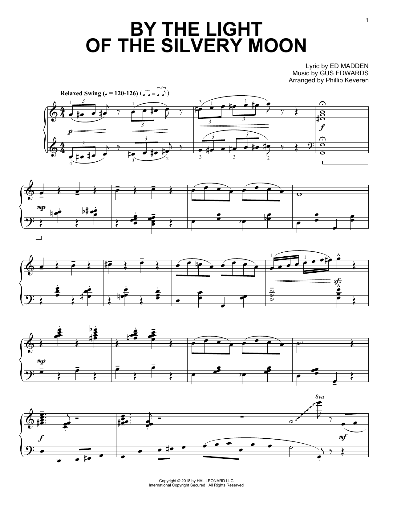 Product gallery: Page 1 of 1 By The Light Of The Silvery Moon [Jazz version] (arr. Phillip Keveren), Ed Madden