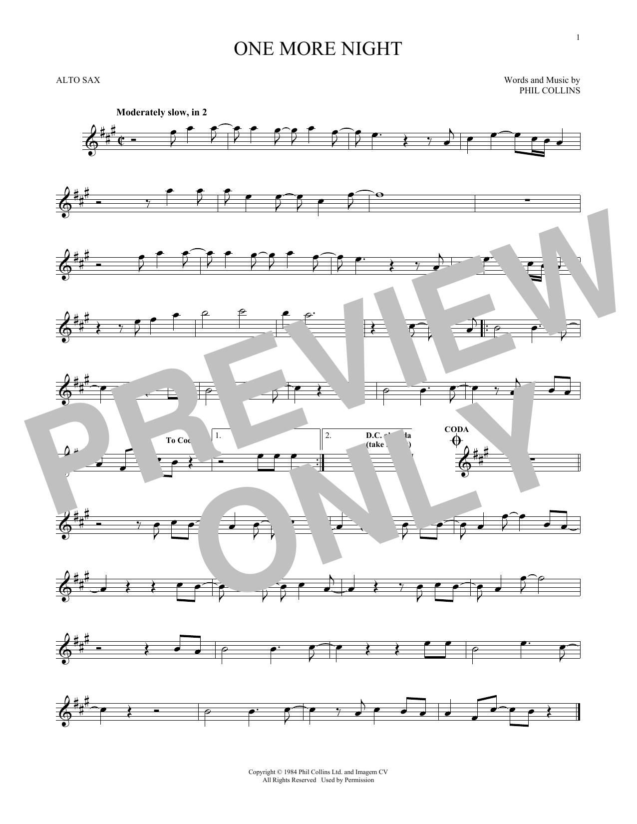 Product gallery: Page 1 of 1 One More Night, Phil Collins