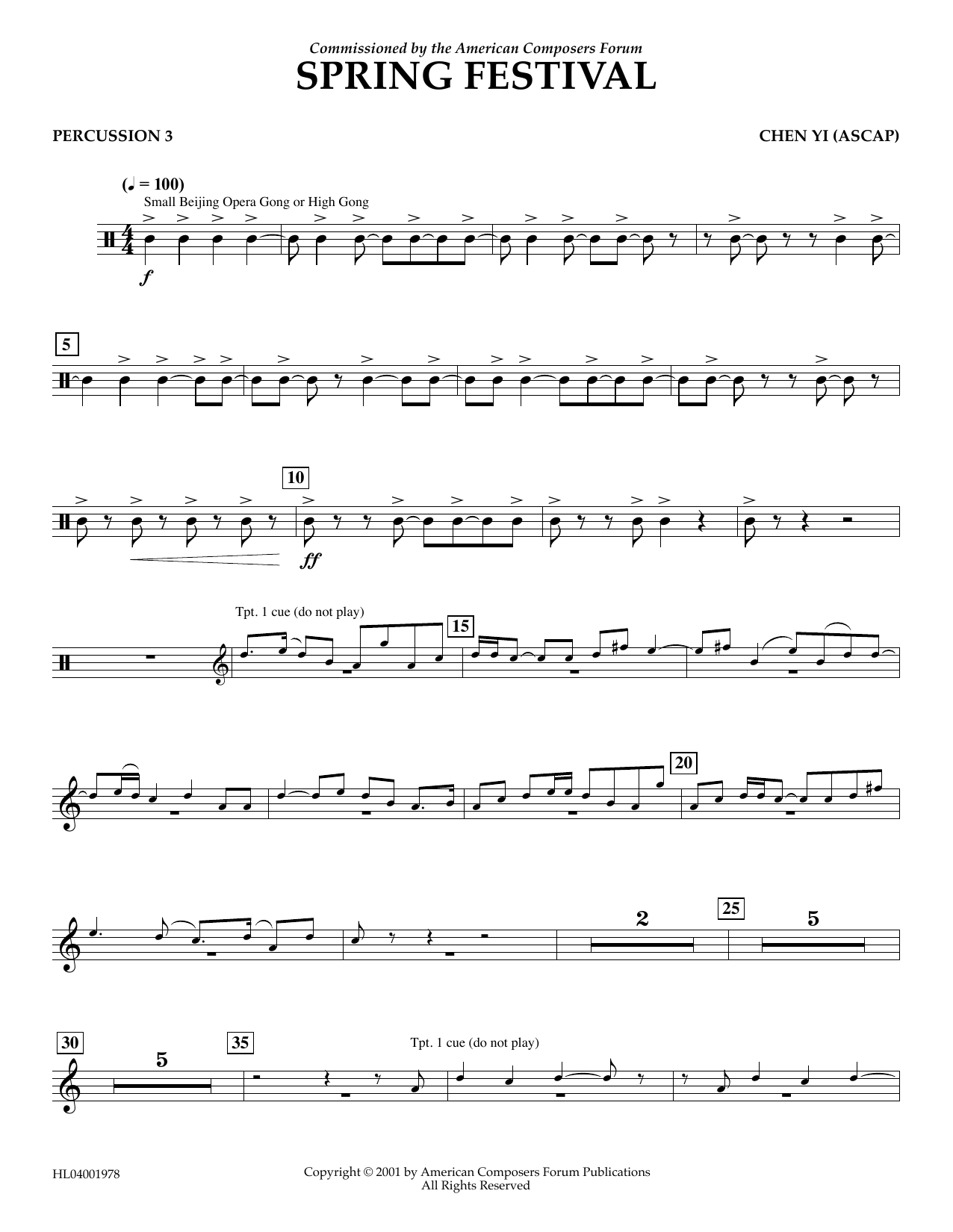 Product gallery: Page 1 of 1 Spring Festival - Percussion 3, Chen Yi