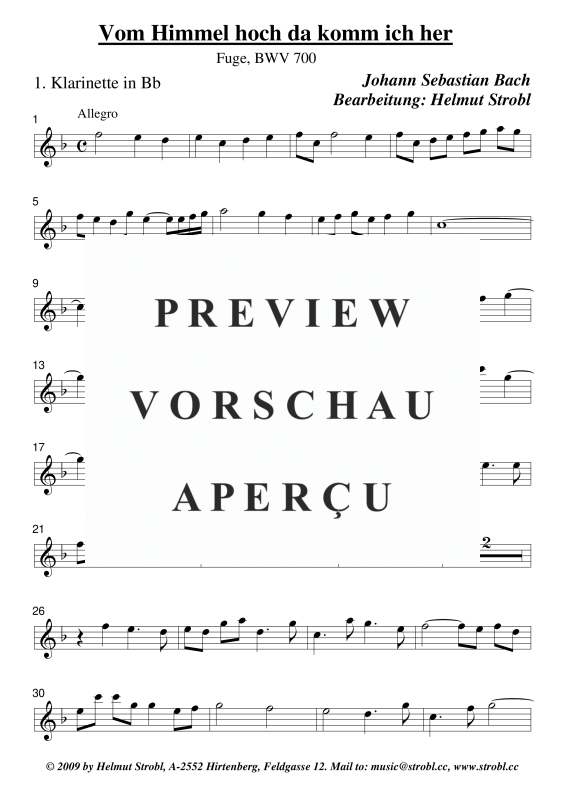 gallery: Vom Himmel hoch da komm ich her Fuge, , Klarinettenquartett