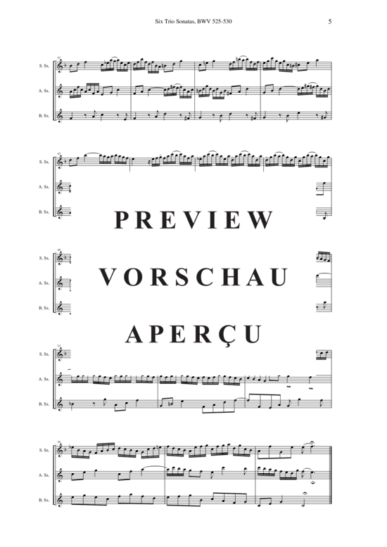 Product gallery: Page 6 of 21 Six Trio Sonatas, BWV 525-530 , , (Saxophone Trio SAB)