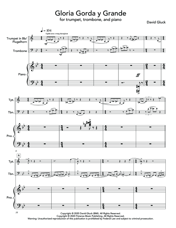 Produktgalerie: Seite 1 von 11 Gloria Gorda y Grande, , (Trio Posune, Trompete in Bb/Flügelhorn + Klavier)